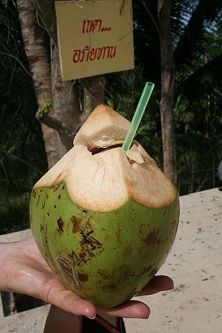 人気は南国ドリンクの冷た～いココナッツ？なぜか多くの人が飲んでいました。