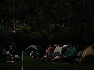 あちらにはテントを張る人々が!? Snooze in the Zooという夕方5時半から翌朝9時までのキャンププログラム（不定期開催）に遭遇しました。