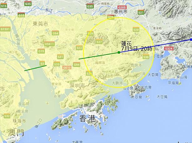 台風の予測進路はこのとおり。香港のすぐ間近を通過するのですが…