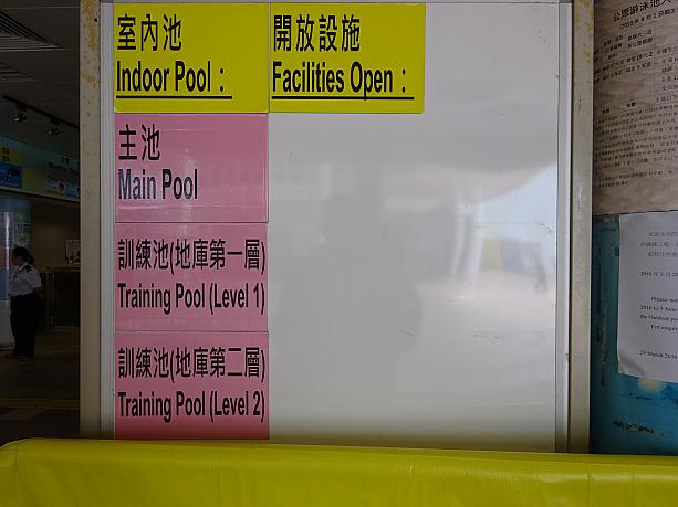 九龍公園のプールは屋外プールがありますが、現時点ではまだ室内のみ。