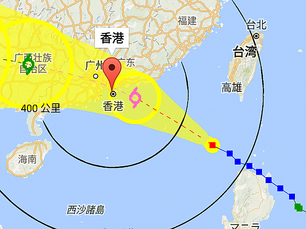 と思って、台風ルートをチェックしたら、何と香港直撃ルートじゃないですか！