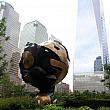 この丸いアート、スフィアは、旧ワールドトレードセンター敷地内に飾られていたものです。<br>9/11でビルは崩壊したもののスフィアは奇跡的に残りました。