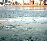 今年一番の寒さというだけあり、漢江にも氷がプカプカ浮いています。 -漢江
