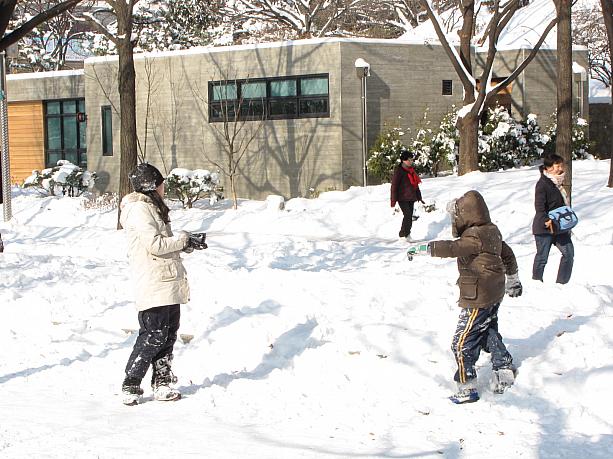 いやぁ、昨日の大雪にはホントびっくりしました！＞＜雪がいっぱい積もると雪遊びができるから子供達には絶好の機会ですよね！^^おぉっ！さっそく雪合戦をしている子供達が！^^