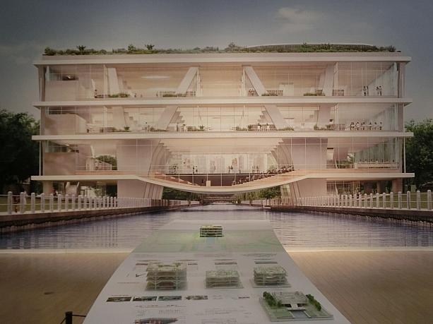 現在中国国内で進められているプロジェクトは、寧波市に作られるという運河を挟んだ構造の図書館だそう