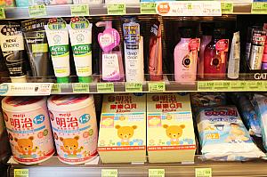 日本ブランドの粉ミルクやおむつ。