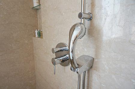 シャワーは手持ちタイプと天井に取りけられているタイプ！