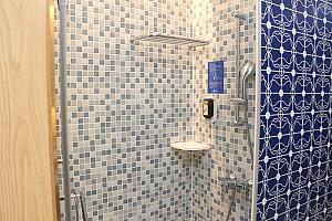 「ディスカバリー」タイプのシャワーはシンプルなタイプですが、トイレもTOTO。一体型のヘア&ボディウォッシュが置かれていますが、こちらもドイツの天然コスメブランドです