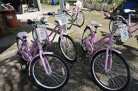 娘達は特別にピンクの自転車♪