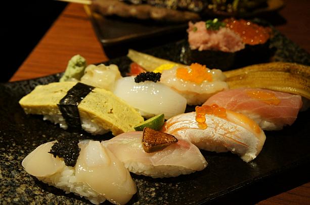 握り鮨セットですが、台湾らしくネタの上にイクラやとびっ子などが乗っていました。<br>日本のお寿司と思わずに食べれば、これも案外イケる～♪