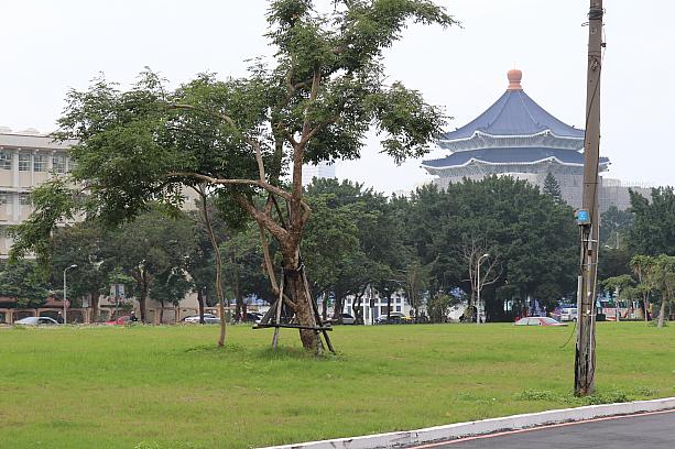 早く着いたので、周辺を歩いてみました。潮州街と杭州南路のあたりです。中正紀念堂も見えます