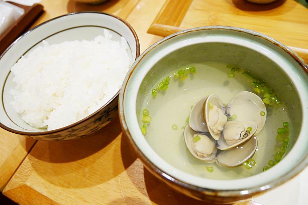 ご飯は北海道産ななつぼし米を使用。ハマグリのお吸い物も濃厚でたまらない美味しさです。