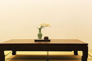 畳の敷かれた和室に彩りを添える蘭。落ち着きのある空間がキリリと締まります