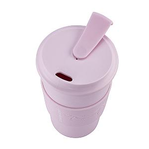粉紅緞帶矽膠隔熱隨行杯(355ml)$550