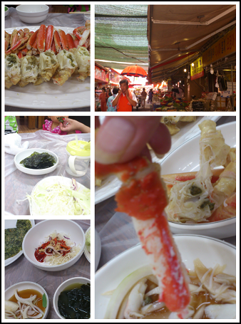 機張市場でカニのお昼♪
美食に堪能