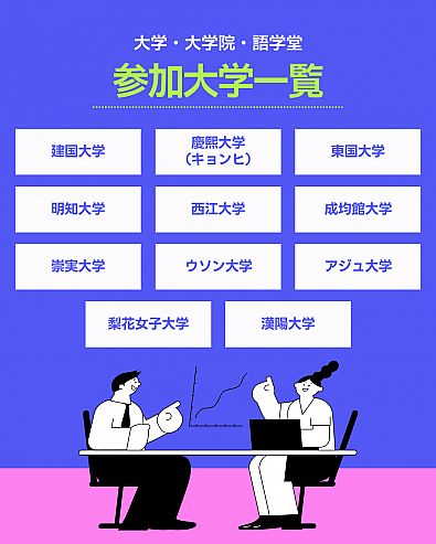 全12校が参加します！
大学、大学院、語学堂、全て説明会、個別相談できます！
ぜひお待ちしております！！
