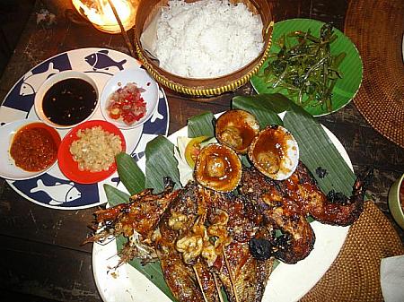 シーフード・ディナーはインドネシア風BBQで。