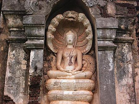 ナーガ（蛇の神）に囲まれた美しい仏像