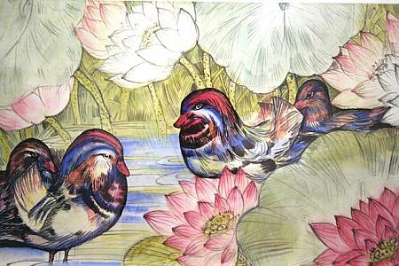 林風眠（Lin Fengmian 1900-1991）「鴛鴦比翼圖（Mandarin Ducks amidst Blooming Lotus）」