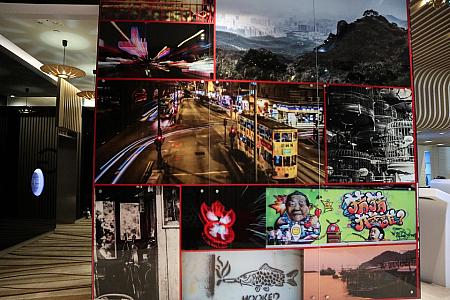 ロビー一角には、香港のアイコン的な写真を集めたエッジの効いたお洒落なコーナーがありました。滞在が長くなるにつれ、街中で見た光景とこのスペースの光景が重なり、愛着が沸いてしまいそう。