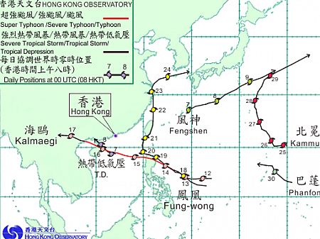 2014年9月に香港周辺で発生した台風