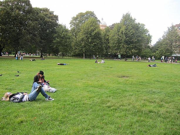 公園にはまだまだピクニックを楽しむ人がたくさん。