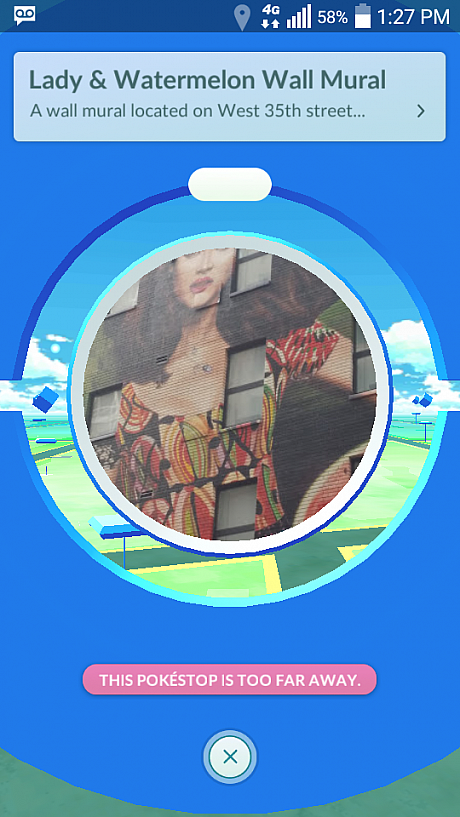 ニューヨークのポケストップはメジャーな観光スポットから、<br>この写真のように「？」なスポットまで多彩です。