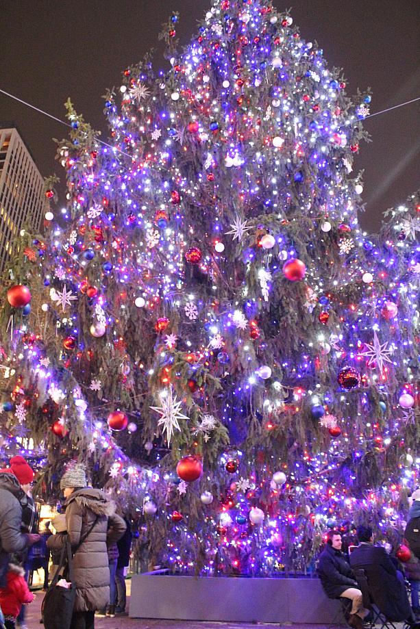 ブライアントパークのクリスマスツリーもライトアップされました。