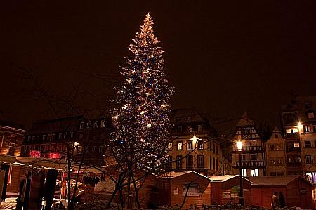 クリスマスには巨大なもみの木が街に明かりをともします。