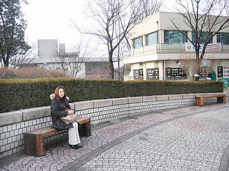 ＜＜２人が座っていたベンチ
（奥の右側にあるベンチ）＞