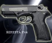 【Beretta PX4】イタリア製。長さ:192mm　重さ:785g<br>特徴的なデザインのPX4 。アメリカの警察官に人気。