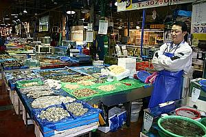 こちらは貝などを扱ってます。同じ海産物でも、お店によって特徴ありますね！