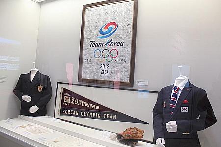 1988年ソウルオリンピックや2002年日韓共催Ｗ杯の展示も。熱狂的な盛り上がりの記憶が甦るような資料の数々。