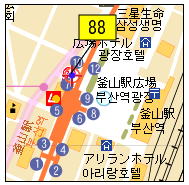 釜山駅から<br>
一般バス88番