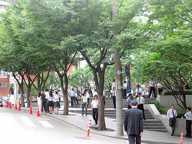 今日も涼しめだったソウル。サラリーマンやＯＬたちも外での談笑が気持ちいいみたい＾＾
