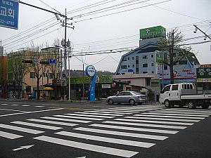 バスを降りて右へ進み、横断歩道を渡ると「鳳山ケジャン通り」があります！