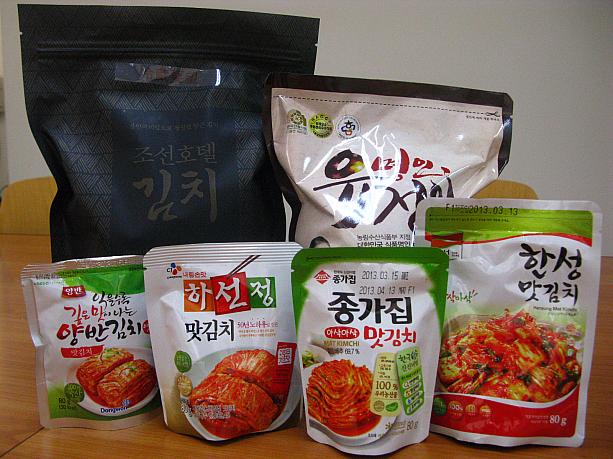 でも、でも、寒くたってゴハンは食べたい！韓国といえば白いゴハンとペクチュ（白菜）キムチ！同じ白菜キムチでもこんなに種類があるんですね～