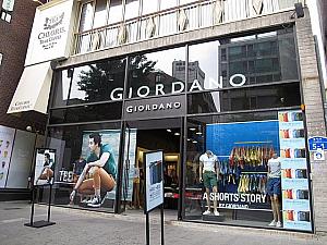 最近、ソウルでたくさん増えているカジュアルファッションショップ「GIORDANO」