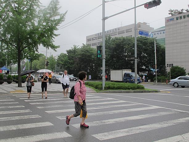 でも、今日の目的はココ！ソウルに住む外国人ならば、行くことがあるソウル出入国管理事務所。この横断歩道を渡った先にあります。