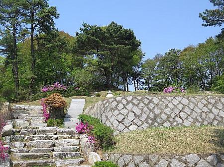 浅川巧のお墓に向かう階段があります。