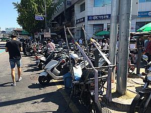 東大門総合市場の近くにはバイクがいっぱい！これほどのバイクが見られる場所はソウルの中でもここが一番かも？！