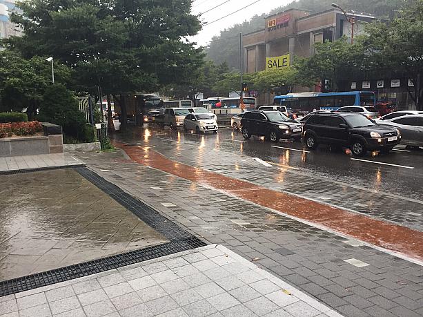今日の釜山は、朝から激しい集中豪雨！ほとんどの学校が休校に。
