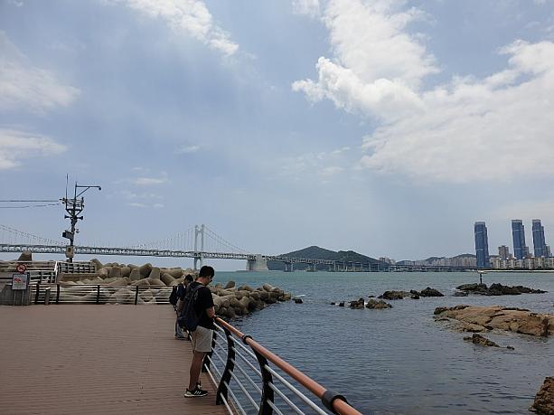 広安大橋も見えて、釜山っ子には海雲台よりも人気の海なんですよ。