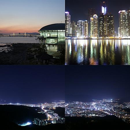 夜の釜山の景色