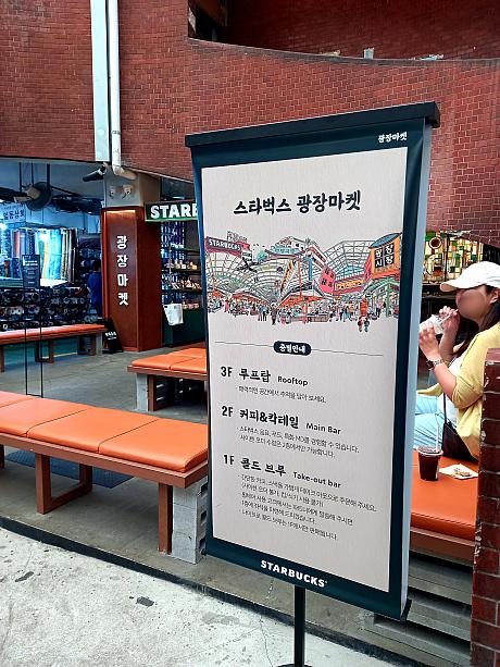 1階はテイクアウトバー、２階がメインバー、３階にルーフトップもあり。高い天井のこんな空間が広蔵市場にあったとは！