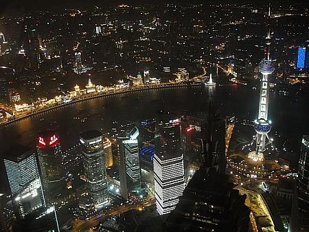 「上海環球金融中心」100階展望台からの眺め