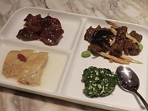 「南小館」。上海らしい前菜を4種類少しずつ選べるお一人様プレートがあります。カフェ感覚で利用OK