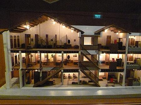 この博物館の、左部分の内部構造がわかる模型