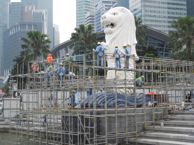工事1週目のマーライオンの様子 シンガポールナビ
