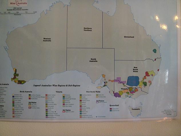 オーストラリア・ワイン・マップを見ると寒暖の差がある土地のワインが多いですね。